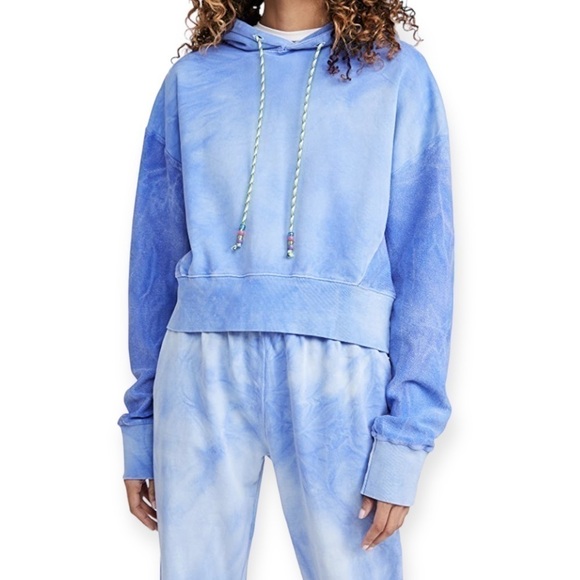 New with tag, DANNIJO Tie Dye Hoodie, Blue & White, Size M - Picture 1 of 14